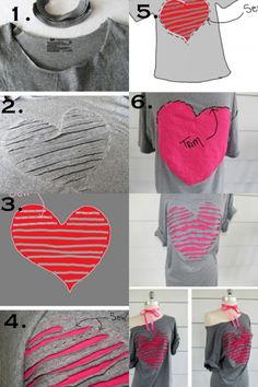 the instructions for how to make a heart t - shirt with an applique