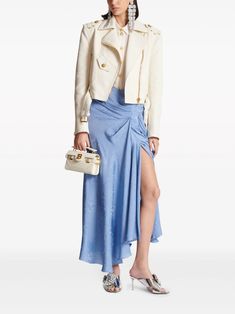 Balmain snakeskin-jacquard Draped Silk Skirt - Farfetch