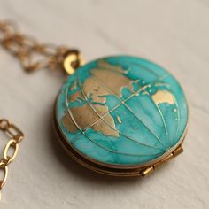 Map Necklace Locket Personalised Globe Necklace Planet - Etsy World Map Globe, Wanderlust Necklace, Globe Necklace, Locket Gold, The Continents, Map Jewelry, Travel Necklace, Silk Purse, Map Globe