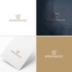 the logo for spring dentists is shown in four different colors and font styles, including gold