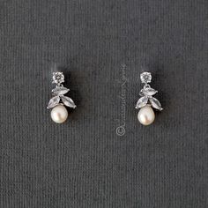 Freshwater Pearl Tiny Drop CZ Earrings - Cassandra Lynne Silver Jewelry Fashion, Cz Earrings, Bride Jewellery, Rose Gold Necklace, Bridesmaid Jewelry, Pearl Drop, Cz Stone, Wedding Earrings, Bridal Earrings