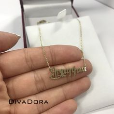 This name necklace is a precision cut from 0.9mm thick 14K Solid Yellow Gold and is designed to last for generations. Such pendants are ideal for gifting and the dainty design is perfect for daily wear. It may be so common to wear your name in your own language. We are taking your nameplate to the next level. If you don't know how to spell your name in Armenian, simply insert your name in English and you will have it in Armenian! You can copy and paste the proper spelling of your name in Armenia Luxury Gold Nameplate Necklace, Luxury Gold Custom Name Necklace, Yellow Gold Custom Nameplate Necklace For Anniversary, Custom Yellow Gold Nameplate Necklace For Anniversary, Gold Polished Nameplate Jewelry, 14k White Gold Nameplate Necklace, Hallmarked Yellow Gold Nameplate Necklace, Engraved 14k White Gold Name Necklace, Luxury Nameplate Necklace For Formal Occasions