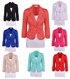 New Womens Color Blazer Jacket Suit Work Casual Basic Long Sleeve Candy Button  #AulinCollection #Blazer #EverydayWorkCasualFashionStyle Trendy Summer Business Casual Outerwear, Spring Business Casual Blazer In Solid Color, Long Sleeve Blazer For Spring Office Wear, Trendy Spring Blazer For Business Casual, Trendy Spring Business Casual Blazer, Summer Business Casual Long Sleeve Blazer, Long Sleeve Business Casual Blazer For Summer, Business Casual Long Sleeve Blazer For Summer, Long Sleeve Blazer For Business Casual In Summer