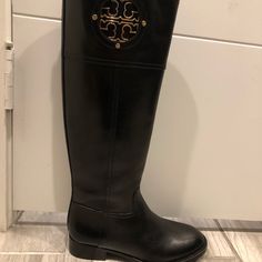 All Leather Black Tory Burch Boots Size 5 Brand New With All Packaging Papers Designer Black Knee-high Boots With Round Toe, Designer Black Knee-high Boots With Leather Sole, Tory Burch Riding Boots, Tory Burch Boots, Tory Burch Shoes, Shoes Heels Boots, Riding Boots, Shoes Women Heels, Heeled Boots