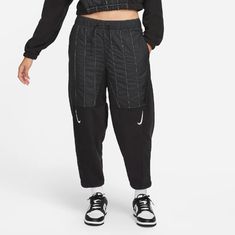 Nwt Nike Sportswear Swoosh Women Black Curve Plush Pants Sz-M A Cozy Feel With A Quilted Look Perfect For Colder Temps. Side Seam Pockets Provide Quick Storage For Daily Must-Haves. An Embroidered Swoosh Logo Adds Texture To Each Leg. Loose Fit For A Roomy Feel 100% Polyester Machine Wash This High-Rise Fit Features An Elastic Waistband That Hits At The Belly Button. Roomy Through The Hip And Thigh, The Cropped Leg Has A Taper At The Lower Leg For A Clean Look That Helps Your Sneakers Shine. Sporty Pants For Spring Sports, Sporty Pants For Sports In Spring, Black Joggers For Spring Workout, Black Spring Joggers For Workout, Spring Workout Black Joggers, Nike Athleisure Pants For Spring, Nike Spring Athleisure Pants, Black Sweatpants For Sports In Spring, Black Sweatpants For Sports And Spring Season