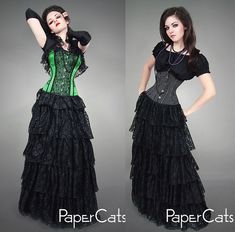 Long lace SKIRT gothic wedding black by PaperCatsPL on Etsy Gothic Lace Corset With Ruffles, Black Lace Costume Corset, Black Lace Corset For Costume, Halloween Lace Corset Dress With Lace Trim, Black Lace Corset Dress For Halloween, Black Lace Corset For Wedding, Black Lace Wedding Corset, Halloween Lace Corset Dress For Alternative Fashion, Fitted Skirt For Halloween Evening