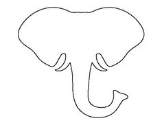 an elephant's head is shown in black and white, with the outline of its trunk