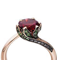 Tomasz Donocik Lilly pad ring 18K Yellow gold diamond Rubellite Lilly Pad, Bijoux Art Nouveau, Precious Jewels, Gorgeous Jewelry, Heart Jewelry, Stone Ring