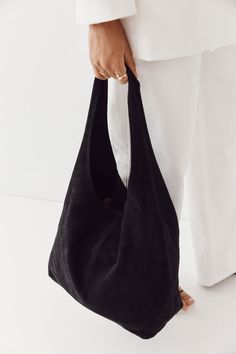 PRE ORDER: Sienna Black Suede Hobo Suede Hobo Bag, Slouchy Tote, Black Cosmetics, Raw Leather, Work Tote Bag, Elegant Bags, Leather Artisan, Elle Magazine, Leather Coin Purse