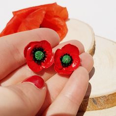 This Poppy Stud Earrings is the cutest, one of a kind jewelry that you have been looking for! If you want to beautiful flower earrings or just searching for the perfect gift for girls, then you have came to the right place! D E T A I L S: * Handmade Red Poppy Flower Earrings * Made from Polymer Clay * Width: 0.8 inches (2 cm) * Earring posts: Stainless steel * Earrings are light and easy to wear * Earrings arrive nicely packed in a eco friendly box You can also add gift wrapping and a gift messa Red Flower Earrings For Gift, Red Flower Earrings As Gift, Red Hypoallergenic Flower Earrings For Gift, Hypoallergenic Red Flower Earrings, Red Poppy Flower, Summer Earrings, Red Poppy, Summer Earring, Steel Earrings