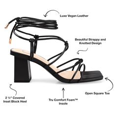 Journee Collection Harpr Sandal | DSW Adjustable High Heel Sandals With Wrapped Heel, Chic Adjustable Strappy Heels, Adjustable Strappy Heels With Heel Strap, Trendy Adjustable Strappy Heels, Adjustable Strappy Sandals With Padded Heel, Strappy Sandals With Sculpted Heel In Synthetic Material, Strappy Sandals With Sculpted Heel, Adjustable Strappy Heels With Wrapped Heel, Party Sandals With Stacked Heel And Adjustable Fit