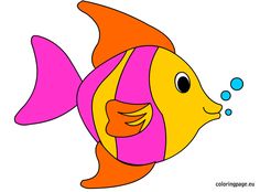 a yellow and pink fish with bubbles on it's face, looking to the side