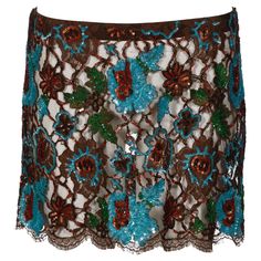 ▪ Dolce & Gabbana Embellished lace mini skirt ▪ Fall-Winter 1999 ▪ Intricate floral beadwork ▪ Sheer lace overlay ▪ Regular fit ▪ Material: 80% Cotton, 20% Nylon ▪ Colours: Brown, Blue, Red, Green ▪ Size: IT42 - FR38 - UK10 - US6 ▪ Made in: Italy ▪ Mannequin is 183 cm / 6ft The photographs presented in this listing, with the exception of any reference or runway imagery, require proper credit to be attributed to the copyright owner, in order to perform specific actions such as copying the images or sharing them online. It is strictly prohibited to utilize the images for selling the same or similar products. If you happen to be the copyright owner of any image we have used and wish for its removal, kindly contact us. We appreciate your cooperation. Floral Beadwork, Fashion Trend Report, Lace Mini Skirt, Classic Clothing, Lace Pencil Skirt, Turquoise Green, Bugle Beads, Chantilly Lace, Fall Skirts