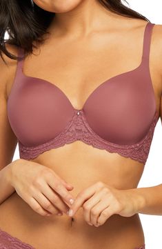 With supportive power mesh at the side and underbust, this soft microfiber bra creates a smooth silhouette that's virtually imperceptible under clothes. 4-way stretch foam cups Power mesh side wings and underbust Smooth stretch lace 85% nylon, 15% spandex Hand wash, line dry Imported Women's Clothing Elegant Fitted Bra With Soft Touch, Elegant Fitted Soft Touch Bra, Fitted Nylon Bra With Removable Cups, Foam Cups, T Shirt Bra, Stretch Lace, Women's Clothing, Hand Wash, Nordstrom