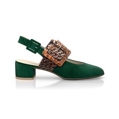 Block Heel Classic Shoes 6826 | Girotti Formal Green Leather Slingback Sandals, Elegant Green Leather Slingback Sandals, Suede Slingback Sandals With Buckle Closure, Shredded Jeans, Stamped Leather, Lit Shoes, Comfy Shoes, Classic Shoes, Slingback Pump