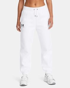 Women's UA Icon Fleece Joggers | Under Armour Joggers Outfit Women, Under Armour Joggers, White Joggers, One Piece & Sets, Joggers Outfit, Shirts For Leggings, Outfit Women, Heather White, Pants And Leggings