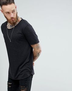 ASOS DESIGN relaxed longline t-shirt with raw scoop neck and curve hem in linen mix in black Urban Street Style Women, Athleisure Men, Gymshark Women, Athleisure Women, Vest Designs, Urban Street Style, Fashion Lookbook, Leggings Fashion, Latest Fashion Clothes