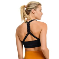 An Updated Look On The Classic Racerback Sports Bra. The Three Straps On Each Side Are Braided Together On The Back And Diverge Once More, Giving A Strong, Knotty Accent. 70% Polyester, 30% Spandex. Removable Bra Pads. Moisture Wicking. Four-Way Stretch. For Customization > Visit Our Website! Strappy Back Sports Bra With Mesh Detail, Black Sports Bra With Strappy Back, Black Stretch Sports Bra With Strappy Back, Black Sports Bra With Strappy Back And Built-in Bra, Black Strappy Back Sports Bra, Black Cross Back Sports Bra, Fitted Black Sports Bra With Strappy Back, Fitted Black Sports Bra With Crisscross Straps, Black Cross Back Sports Bra With Built-in Bra