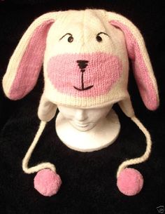 Delux Bunny Rabbit Hat Knit Pink Fleece Lined Animal Costume Adult Cap Toque Knit Animal Hat, Knit Rabbit, Rabbit Hat, Easter Costume, Pink Fleece, Hat Knit, Animal Hats, Knitted Animals, Adult Costumes