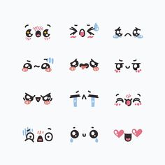 an image of different emoticions on a white background