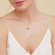 "Heart Necklace ⭐️ Next business day shipping! - Sterling Silver/ 18K Gold Vermeil / Rose Gold Vermeil - Adjustable length: 18\"+2\" WHAT IS VERMEIL: Gold Vermeil is made of thick 18k gold or rose gold layered on 925 sterling silver. GIFT READY: - Every piece comes in a gift box with a card inside - Invoice will be sent to you by email. We will not include invoice in the package PRODUCT CARE: - Separate from other jewelry to prevent scratching - Remove jewelry before exercising or showering - Po Gold Locket Necklace For Birthday, Heart-shaped Yellow Gold Necklace For Birthday, Yellow Gold Heart-shaped Necklace For Birthday, Valentine's Day Keepsake Charm Necklace, Gold Heart-cut Necklace For Birthday, Gold Heart Cut Necklace For Birthday, Valentine's Day Open Heart Charm Necklace, Valentine's Day Open Heart Keepsake Necklace, Gold Heart Charm Necklace For Birthday