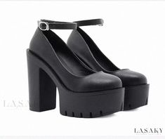 Lasaky - Waterproof Platform Chunky Heel Single Shoes Heels Platform Pumps, Rough Heels, Closed Toe Heels, Chunky High Heels, Pu Heels, Platform Heels Chunky