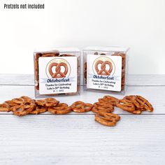 two boxes of pretzels sitting next to each other