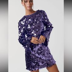 Perfect Dress For A Taylor Swift Concert Purple Big Sequin Mini Dress Bell Sleeves Back Invisible Zipper (This Is A Junior Fit) Bell Sleeve Mini Dress, Dress Bell Sleeves, Swift Concert, Taylor Swift Concert, Blush Dresses, Concert Outfits, Sequin Mini, Sequin Mini Dress, Mini Dress With Sleeves