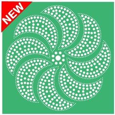 a green background with white dots and a circular design on the bottom, which has been cut