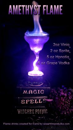 an advertisement for the witch's lamp show, which is lit up in purple and blue