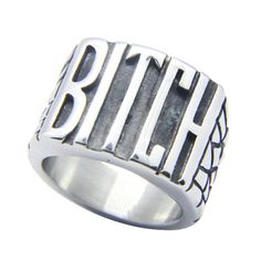 Make a statement with the stylish Punk Rock B Word Ring. Featuring an edgy design for those who take risks, this ring is sure to make an impression! Dare to be bold and show off your unique style for fun, but yet not so literal. BUY TWO & Get 3rd* item Free from our UNISEX Goth Jewelry Collection. *The Lowest Priced Item. Must add 3 items to the cart to see the discount applied at the check out. GENDER: UNISEX 316L Stainless Steel Not allergic, Does not rust, Not deformed Water, Heat, Sweat Resi Punk Rings, Hiphop Style, Word Ring, Fish Hook Bracelet, Sea Turtle Bracelet, Whale Necklace, Shark Earrings, Compass Bracelet, Starfish Bracelet