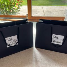 Amazing Quality 100% Authentic Lot Of 2 Saks Fifth Avenue Signature Paper Shopping Retail Black Bag Tote 17.25”X 11.5” X 6” With Handles Classic Black Shoulder Bag As Gift, Classic Black Shoulder Bag As A Gift, Classic Black Box Bag For Gifts, Classic Black Box Bag For Gift, Black Rectangular Gift Bag, Black Bag With Dust Bag As Gift, Black Gift Bag, Snake Bag, Yellow Tote Bag