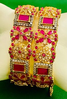 Beautifull indian gold pleated openable bangles set .size 2.8 Bangles Set, Bangle Set, Dark Pink, United Kingdom, Bangles, Size 2, Gold, Pink, Quick Saves