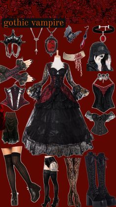 gothic, halloween, dress, tops, corsets,necklaces, jewelry, red, black, theme, inspo, coustume idea, vampire, goth, girl, trick, Red Corset Outfit, Gothic Vampire Costume, Goth Halloween Costume, Black Halloween Costumes, Vampire Dress, Vampire Halloween Costume, Red And Black Outfits, Vampire Costumes