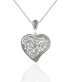 Sterling Silver Filigree Art Tree of Life in Heart Pendant Necklace Elegant Filigree Heart Necklace, Elegant Heart-shaped Filigree Necklace, Elegant Heart Shaped Filigree Necklace, Heart Pendant Filigree Jewelry Gift, Filigree Heart Pendant Jewelry For Gifts, Ornate Heart-shaped Jewelry With Intricate Design, Heart Shaped Jewelry With Intricate Design For Valentine's Day, Heart-shaped Jewelry With Intricate Design For Valentine's Day, Ornate Filigree Jewelry For Valentine's Day