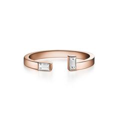 A simple band featuring two perpendicular baguette diamonds gets a twist with negative space and asymmetry. Our Marla ring looks lovely worn alone or stacked with our Defne and Eternity styles, or with another Marla ring. Available in 14k yellow, rose or white gold Baguette diamonds are 2mm x 3mm, 0.1 carats each (TCW: 0.2) Please make any requests for half or quarter sizes in the "notes" section while checking out. Yellow gold / Size 7 in stock. For other colors and sizes, please allow 2-4 week Selin Kent, Morganite Engagement Ring, Engagement Rings Sapphire, Unique Engagement Rings, Modern Jewelry, Ring Verlobung, Diamond White, Ring Set, Jewelry Stores