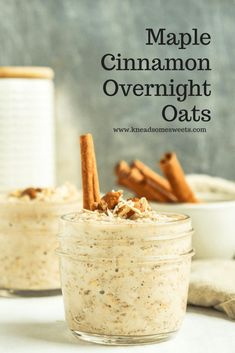 two small jars filled with oatmeal and cinnamon sticks