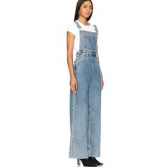 100% Cotton Made In China Machine Wash Side Button Closure Adjustable Shoulder Straps Front Pouch Pocket Size 26: Waist 24'' Bust 32'' Hips 34'' Inseam 33.0" New With Tags Loose Jumper, We Wore What, Bib Overalls, Wide Leg Denim, Pocket Size, We Wear, Pocket Pouch, Shoulder Straps, Pant Jumpsuit