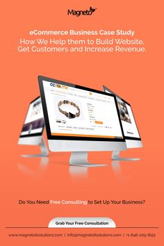 a computer screen with the words e - commerce business case study how we help them to build website get customers and increase profits