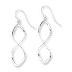 Ribbons of sterling silver form a beautiful twist design in these fashion earrings for her. The earrings are secured with fishhook backs. Modern Twist Silver Teardrop Jewelry, Nickel Free Jewelry With A Modern Twist, Silver Hoop Earrings With A Modern Twist, Elegant Silver Drop Wrap Earrings, Modern Twisted Earrings As A Gift, Modern Pierced Drop Earrings, Elegant Twisted Earrings For Pierced Ears, Modern Twist Pierced Drop Earrings, Elegant Silver Teardrop Wrap Earrings