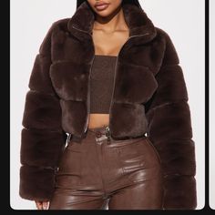 Brand New Faux Fur Jacket High Neck Full Zip Closure Self: 100% Polyester Lining: 100% Polyester Fashion Nova Jackets, Faux Fur Jacket, Brown Fashion, Fur Jacket, Jacket Style, Fashion Nova, Faux Fur, High Neck, Shopping Outfit