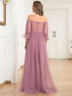 Sheer Off-Shoulder Double Skirt Maxi Maternity Dress – Koutun Dress Off-shoulder Maxi Dress For Bridesmaids, Off-shoulder Bridesmaid Dresses, Flowy Off-shoulder Prom Dress, Off-shoulder Bridesmaid Maxi Dress, Spring Wedding Boat Neck Dress, Flowy Off-shoulder Dress For Party, Flowy Off-shoulder Party Dress, Spring Party Dress With Boat Neck, Off-shoulder Bridesmaid Dresses For Spring