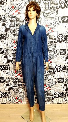 "womens overall pants Denim Overall vintage Denim jumpsuit Denim Pants jean overalls Retro overalls Denim Coveralls S grunge overalls jeans Coveralls height of the woman in the photo - 180 cm Please refer to photos for details of condition. Condition: very good vintage Measurements: Length: 134 cm/52.8\" Inseam 63 cm/24.8\" Sleeve : 53 cm/20.9 \" Shoulder to shoulder: 33 cm/ 13\" Bust: 87 cm/ 34.3\" Waist 74 cm/ 29\" Hips- 94 cm/ 37\" Size: S note The color on the pictures may vary due to monito Utility Washed Overalls Jumpsuit, Utility Overall Jumpsuits And Rompers In Medium Wash, Utility Medium Wash Overall Jumpsuits, Utility Style Medium Wash Overalls Jumpsuit, Utility Style Washed Denim Jumpsuit, Casual Medium Wash Denim Overall Jumpsuit, Medium Wash Utility Overalls, Casual Medium Wash Long Sleeve Denim Jumpsuit, Casual Long Sleeve Medium Wash Denim Jumpsuit