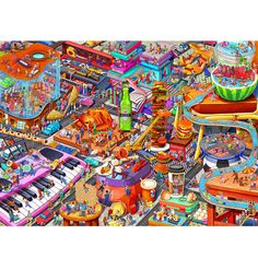 an image of a very colorful city with lots of things