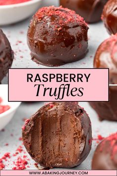 raspberry truffles with chocolate frosting and sprinkles on top