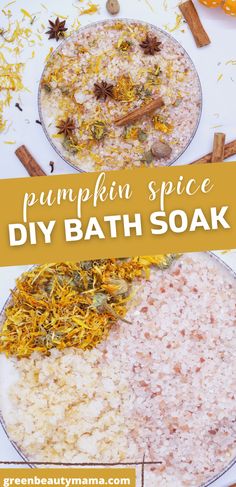 Pumpkin Spice Bath Salt Recipe - Easy DIY Bath Soak Diy Bath Salts Easy, Diy Bath Soak Recipes, Herbal Bath Recipes, Bath Salt Recipe, Bath Salts Diy Recipes, Homemade Bath Salts Recipe, Diy Bath Soak, Milk Bath Recipe, Bath Soak Recipe