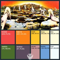 an image of some people on rocks with colors in the bottom right hand corner and below