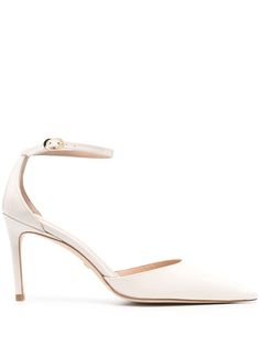 Stuart Weitzman 97mm pointed-toe Leather Pumps - Farfetch Stuart Weitzman Shoes, Leather Pumps, Stiletto Heel, Pump Shoes, Cream White, Stuart Weitzman, Calf Leather, Ankle Strap, Stiletto Heels