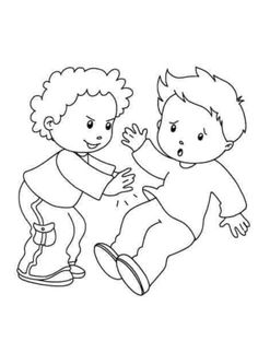 two children playing with each other coloring page