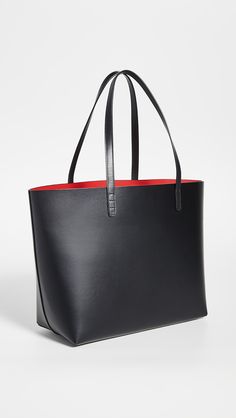 Mansur Gavriel Large Tote Bag | Shopbop Sleek Formal Bags With Leather Handles, Formal Sleek Bags With Leather Handles, Sleek Leather Shoulder Bag With Dust Bag, Black Saffiano Leather Shoulder Bag With Smooth Grain, Black Saffiano Leather Shoulder Bag With Leather Lining, Modern Bag With Leather Lining And Coated Canvas, Modern Coated Canvas Bag With Leather Lining, Sleek Calf Leather Bag With Leather Lining, Sleek Leather Bag With Smooth Grain